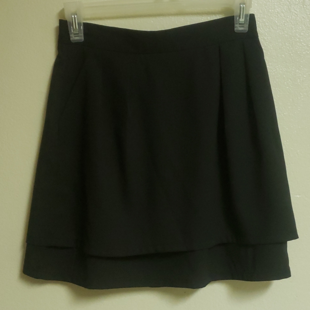 Sugar Lips Black Zipper Pocketed A-Line Skirt